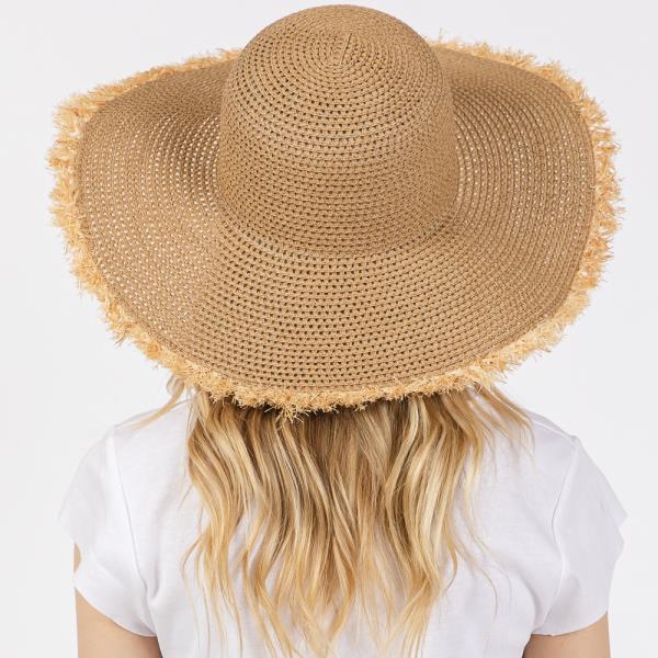FRAYED EDGE FLOPPY STRAW HAT
