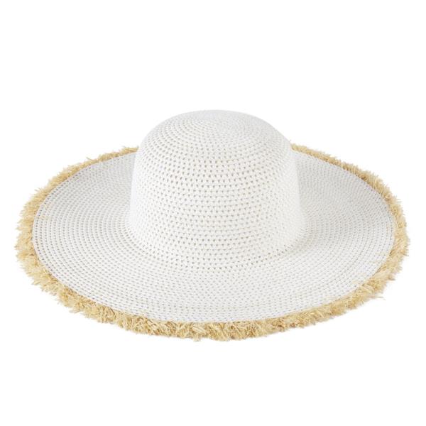 FRAYED EDGE FLOPPY STRAW HAT