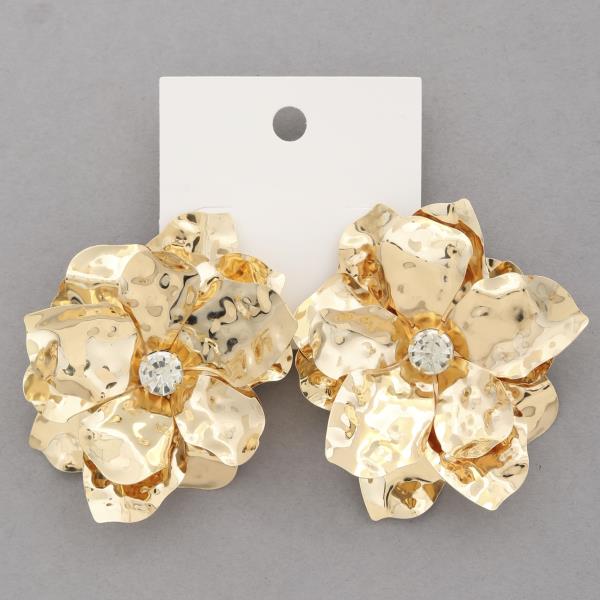 FLOWER RHINESTONE CENTER EARRING