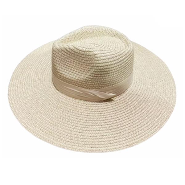 STRAW BLACK BAND PANAMA SUN HAT