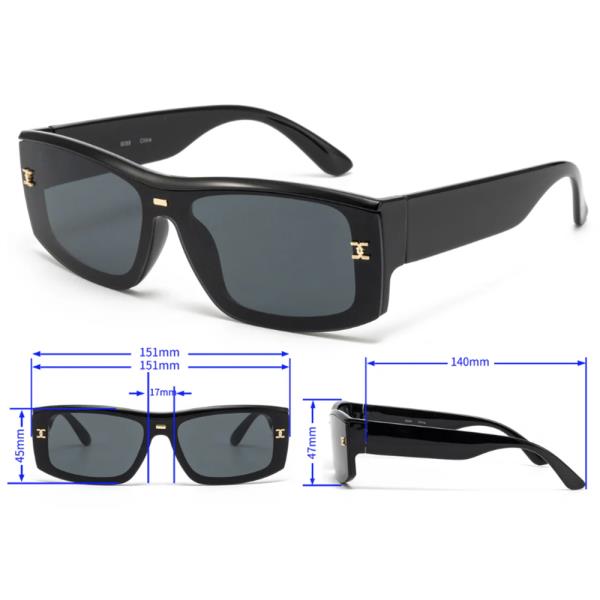 RECTANGULAR ONE PIECE LENS SUNGLASSES 1DZ
