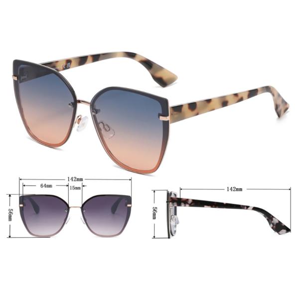 SQUARE RIMLESS CAT EYE FLAT LENS SUNGLASSES 1DZ