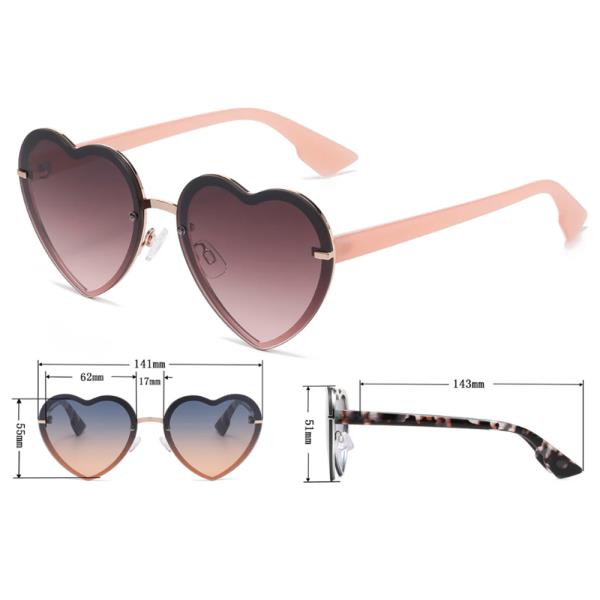 RIMLESS HEART SHAPE METAL SUNGLASSES 1DZ