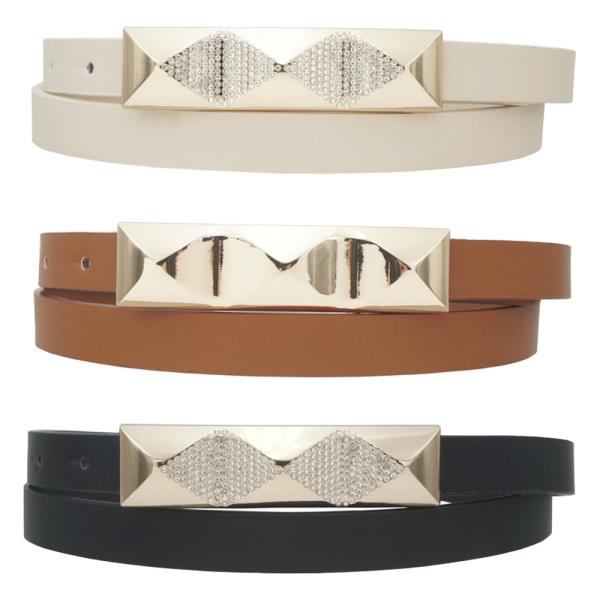 CURVED RS PYRAMID STUD BAR TRIO BELT