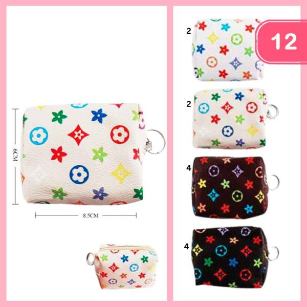 FLOWER COLORFUL PATTERN COIN PURSE (12 UNITS)