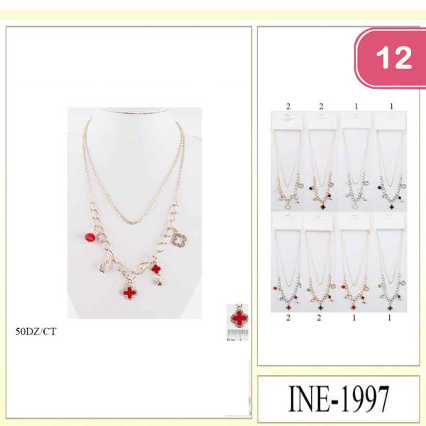 LAYERED CLOVER CHARM NECKLACE (12 UNITS)