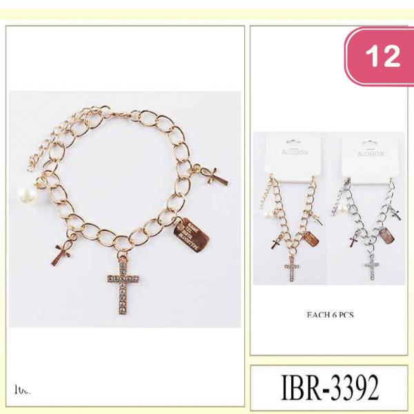 CROSS CHARM CHAIN BRACELET (12 UNITS)