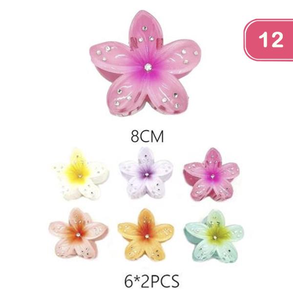 FLOWER HAIR CLAW JAW CLIP (12 UNITS)