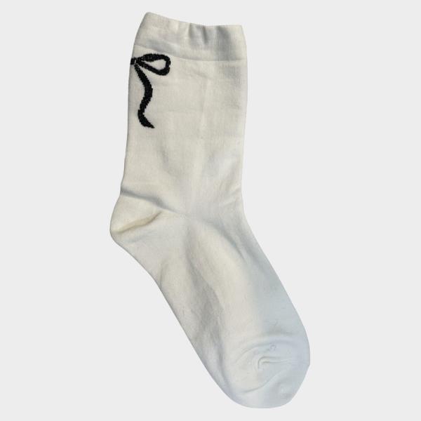 BOW EMBROIDERED CREW SOCKS 1 PAIR