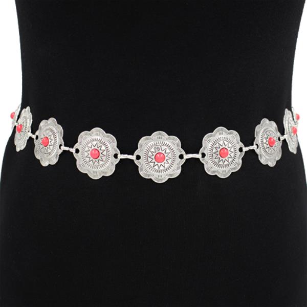 FLOWER CONCHO METAL BELT