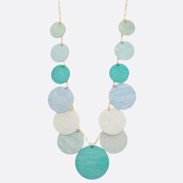 COLORFUL ROUND DISC LINK NECKLACE