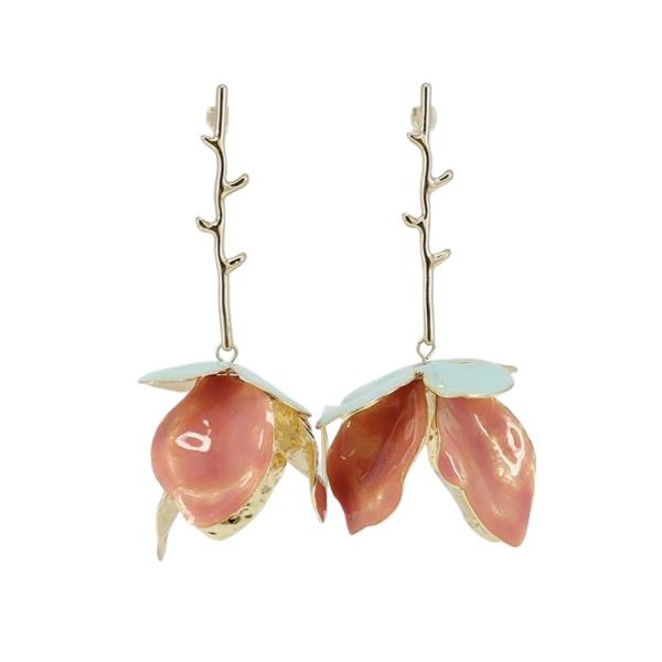 COLOR METAL FLOWER DANGLE EARRING