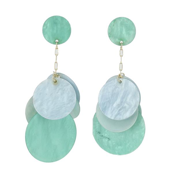 COLORFUL LAYERED DISC DROP EARRINGS