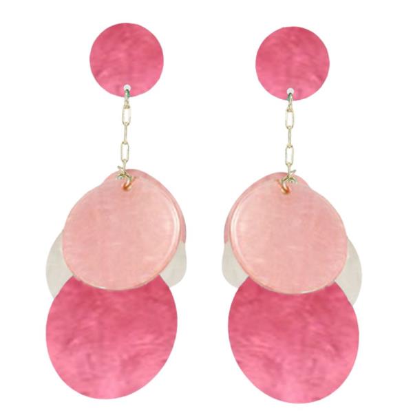 COLORFUL LAYERED DISC DROP EARRINGS