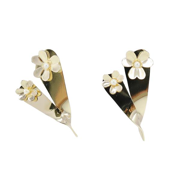 WIDE FLOWER METAL POST EARRING