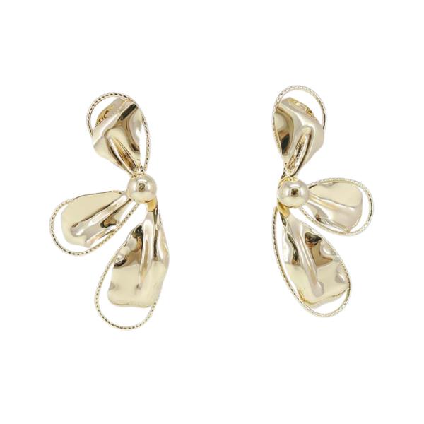 WIDE FLOWER METAL POST EARRING
