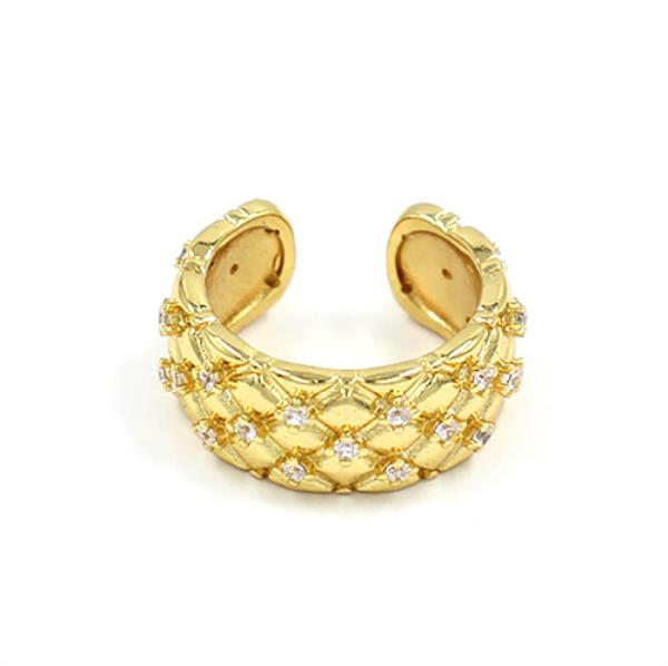 RHINESTONE CRISS CROSS PATTERN ADJUSTABLE METAL RING