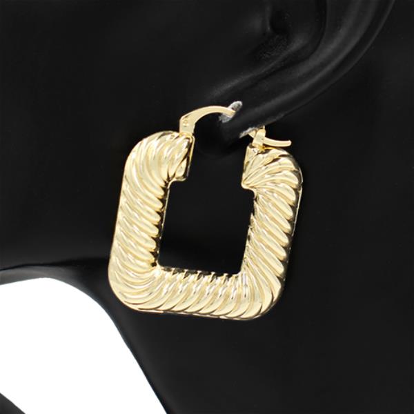 SQUARE LINED HOOP METAL EARRING