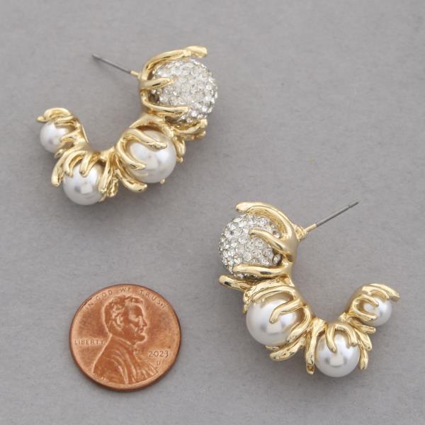 RHINESTONE PEARL BEAD EARRING