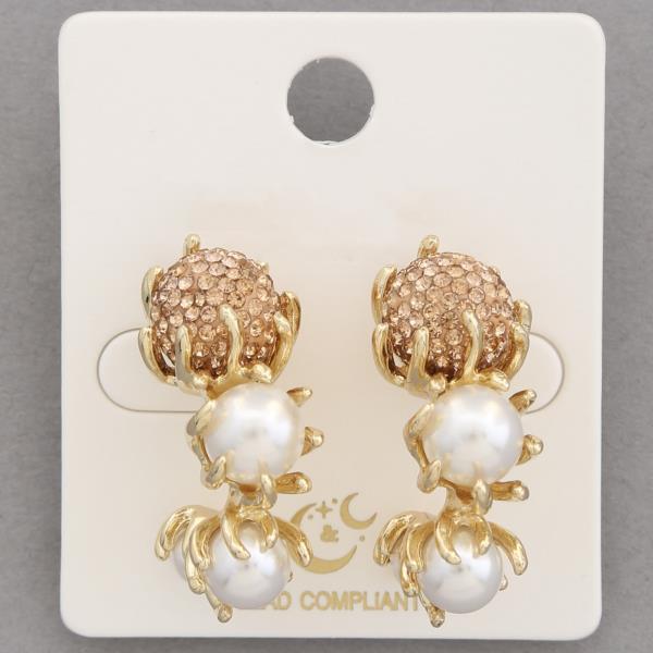 RHINESTONE PEARL BEAD EARRING