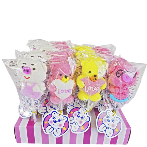 2D CARTOON ANIMAL MARSHMALLOW LOLLIPOP (12 UNITS)