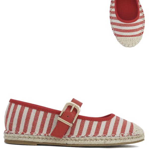 ESPADRILLE BUCKLE STRIPE MARY JANE FLATS 12 PAIRS