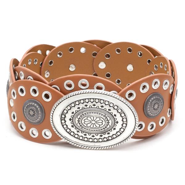 OVAL DESIGN STUDDED WAIST BELT