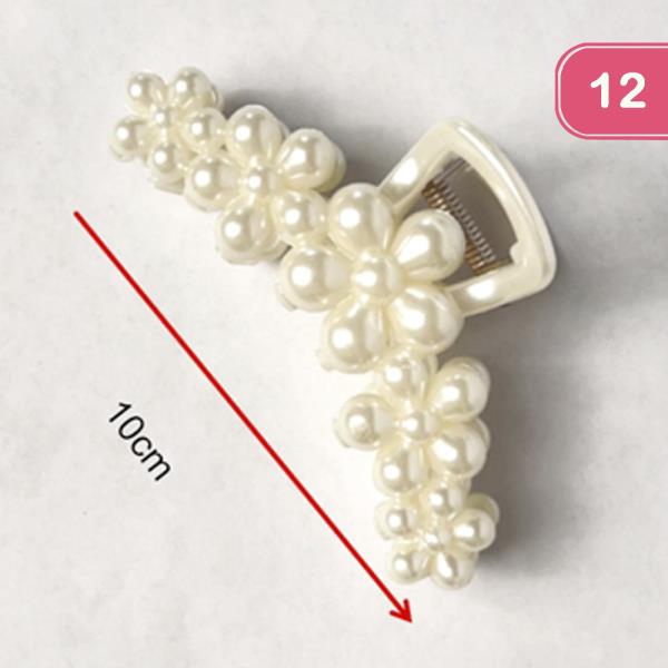 PEARL FLOWER HAIR CLAW JAW CLIP (12 UNITS)