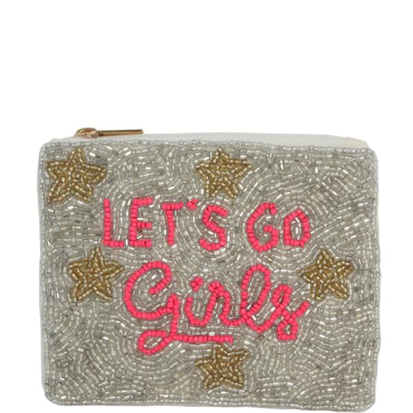 SEED BEAD LET`S GO GIRL COIN PURSE BAG