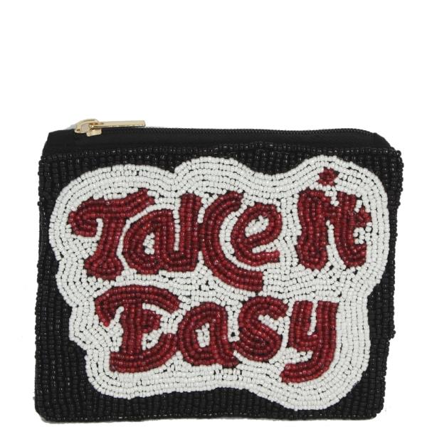 SEED BEAD TAKE IT EASY COIN PURSE BAG