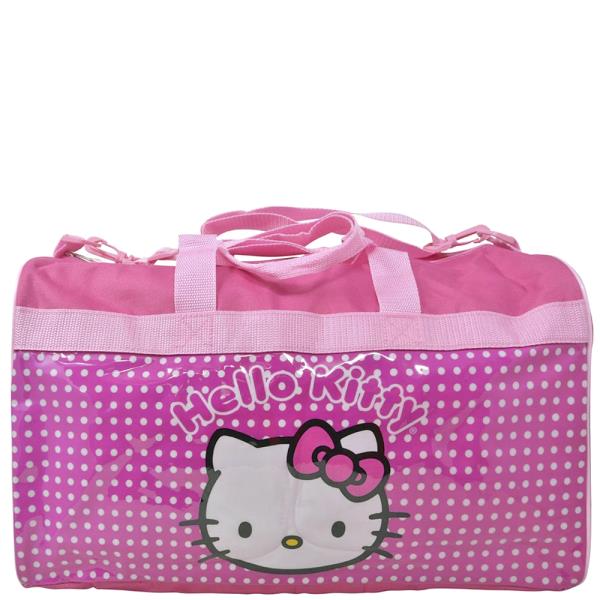 HELLO KITTY DUFFLE BAG WITH PVC PRINTED PANEL