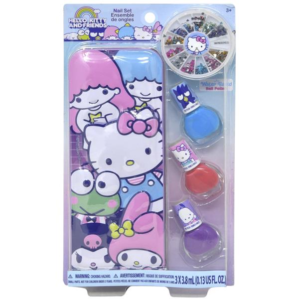 HELLO KITTY AND FRIENDS 3PC NAIL POLISH WITH LARGE TIN