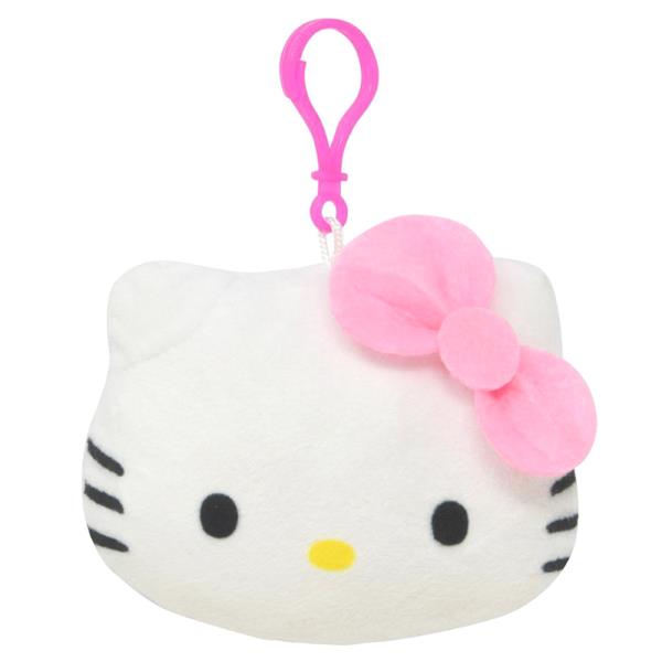 HELLO KITTY PINK PLUSH HEAD ZIPPER PULL