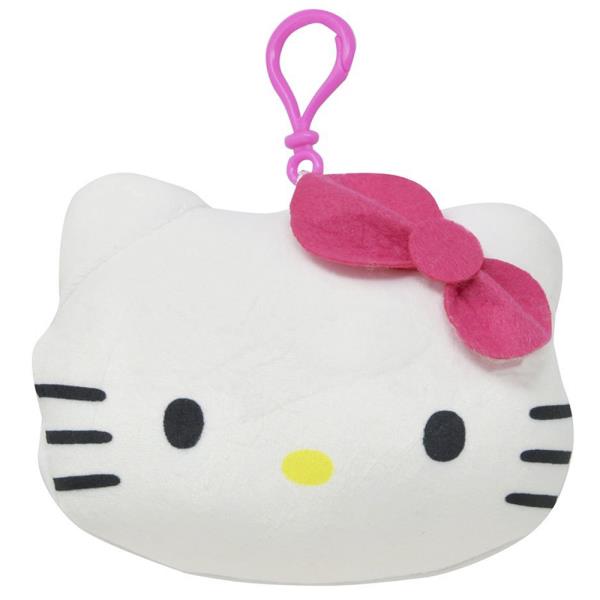 HELLO KITTY HOT PINK PLUSH HEAD ZIPPER PULL