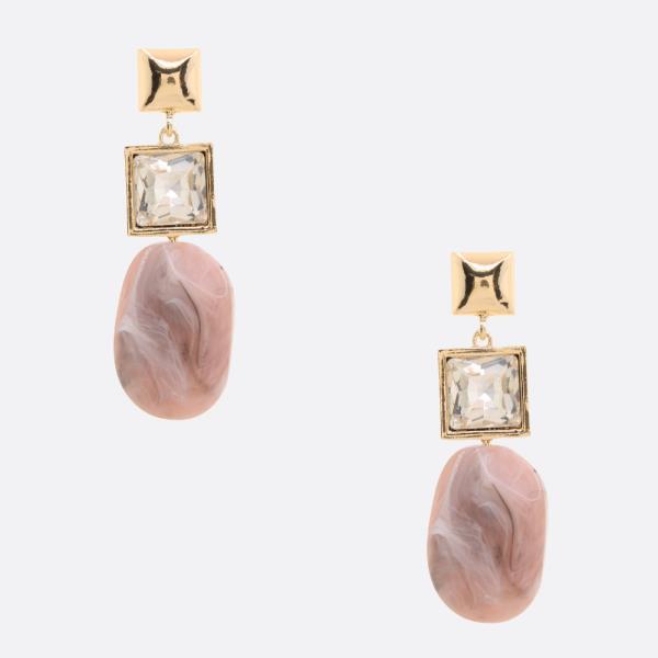 SQUARE OVAL BEAD DANGLE EARRING