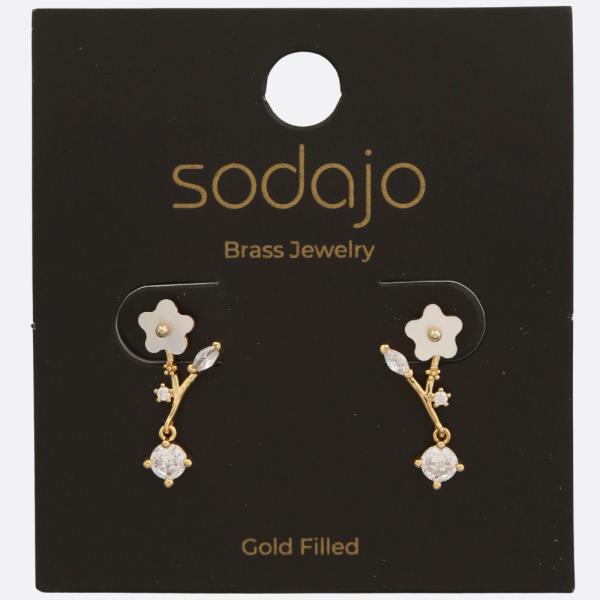 SODAJO FLOWER RHINESTONE GOLD FILLED EARRING