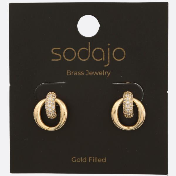 SODAJO RHINESTONE CIRCLE GOLD FILLED EARRING