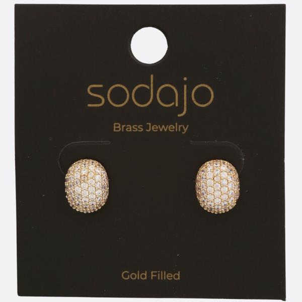 SODAJO RHINESTONE OVAL GOLD FILLED EARRING