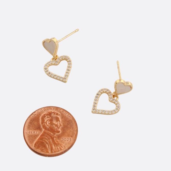 SODAJO DOUBLE HEART DANGLE GOLD FILLED EARRING