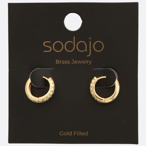 SODAJO RHINESTONE GOLD FILLED HOOP EARRING