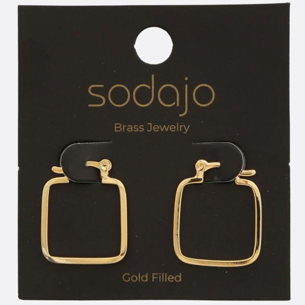 SODAJO SQUARE SHAPE GOLD FILLED EARRING