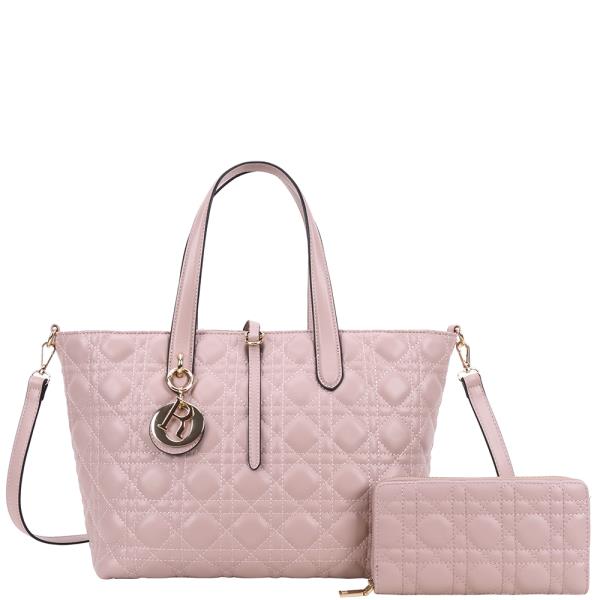 2IN1 QUILTED DESIGN SATCHEL W WALLET SET