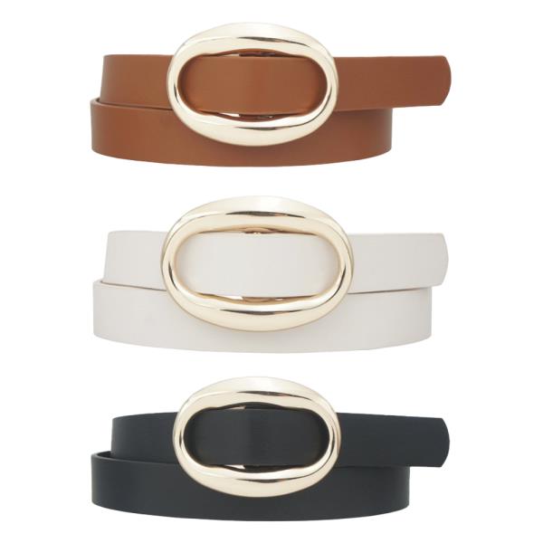 BUBBLE OVAL BUCKLE SKINNY TRIO BELT