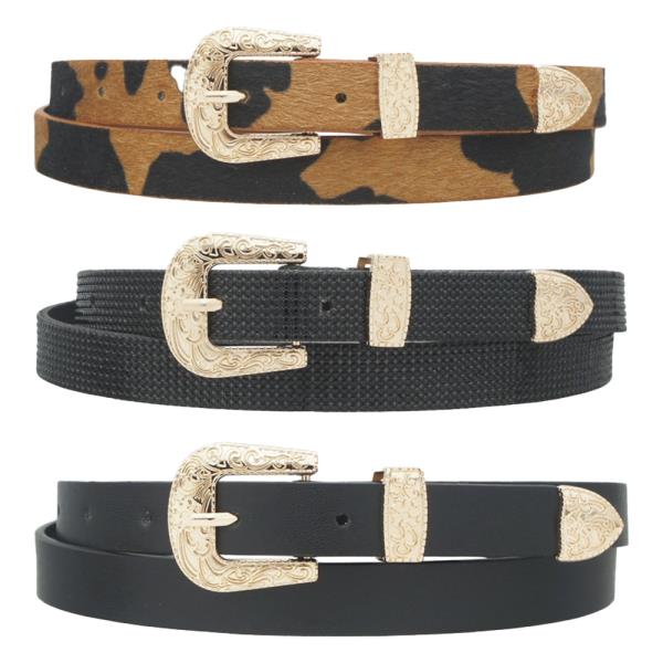 MINI FLORA EMBOSSED WESTERN TRIO BELT