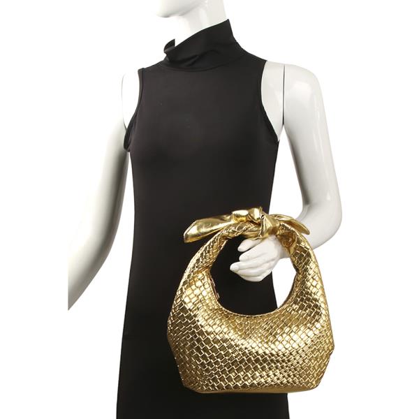 (ONLINE ONLY) Metallic woven knot handle bag