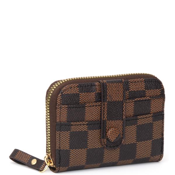 SQUARED MONOGRAM ZIPPER WALLET