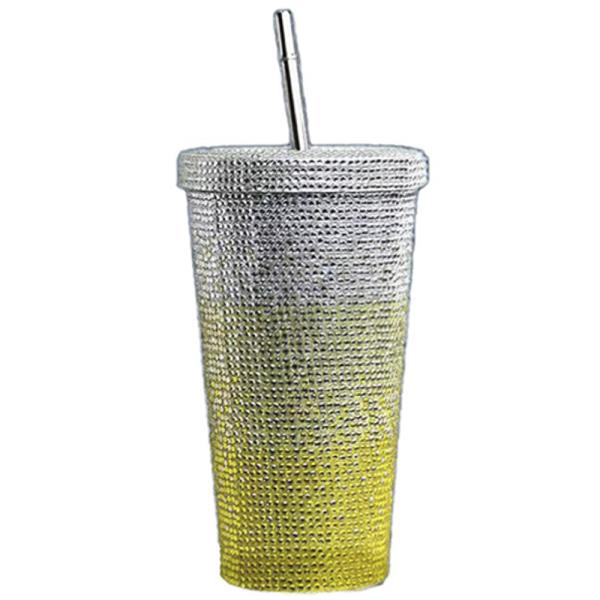 STAINLESS STEEL RHINESTONE GRADIENT STRAW TUMBLER