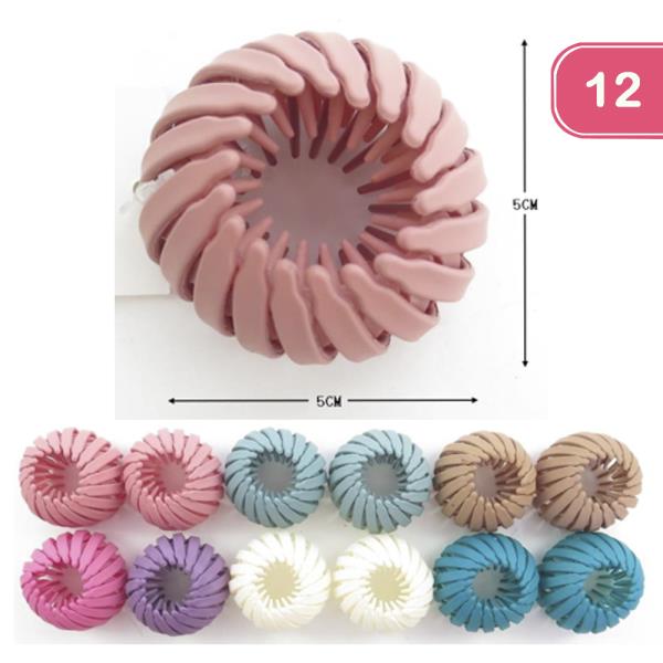 MATTE FINISH ROUND SPIRAL HAIR CLAW (12 UNITS)