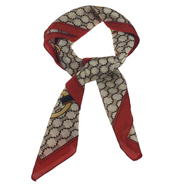 SATIN HONEYCOMB BUCKLE PRINT SQUARE BANDANA NECK SCARF