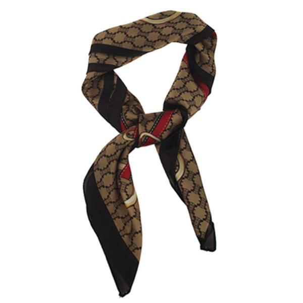 SATIN HONEYCOMB BUCKLE PRINT SQUARE BANDANA NECK SCARF